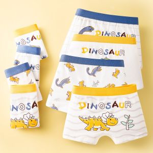 กางเกงบ็อกเซอร์เด็กชายคุณภาพสูง 4 ชิ้น/ล็อต ผ้าฝ้ายนุ่ม ลายการ์ตูนไดโนเสาร์ ระบายอากาศได้ดี