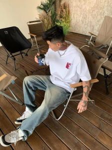 Áo Thun Cotton Tay Ngắn Oversize Phong Cách Mỹ Thường Ngày Thời Trang Mùa Hè Cho Nam in Họa Tiết Thoáng Khí Thoải Mái