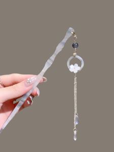 New Chinese Style Womens Hairpin Silk Tassel Butterfly Hairpin Acetate Hair Clip Traditional Hanfu Qipao Hair Accessories