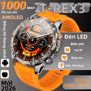 Đồng Hồ Thông Minh Nam Mới 2026 Pin 1000mAh Chống Nước IP68 Màn Hình AMOLED HD 1.7 Inch Gọi Bluetooth La Bàn Đèn Pin Thể Thao