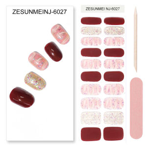 Semi-cured Gel Nail Sticker Tools 20 pcs Set - Sticker with Shinning Nail Art Pattern for Nails Works with UV/LED Nail Lamp