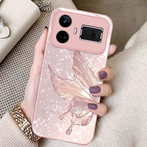 Realme True Me GT5 pro New Model Luxury Full Cover Glass Diamond Butterfly Anti-Fall Protective Case Elegant Fashionable for Women