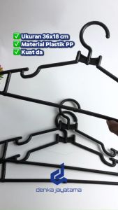 Isi 144 Pcs Hanger Gantungan Baju Celana Laundry Serbaguna Plastik Dewasa dan Anak 36x18 Warna Hitam