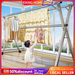 Extendable Clothes Drying Rack X Shape Stainless Steel Clothes Drying Airer Rack With wheels Telescopic Clothes Rack Heavy Duty Drying Hanger Rack