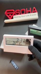 JD-618G Jam Alarm Meja Digital Suhu Kelempaban Humidity Ruangan Weker Layar Transparan Jadi Souvenir