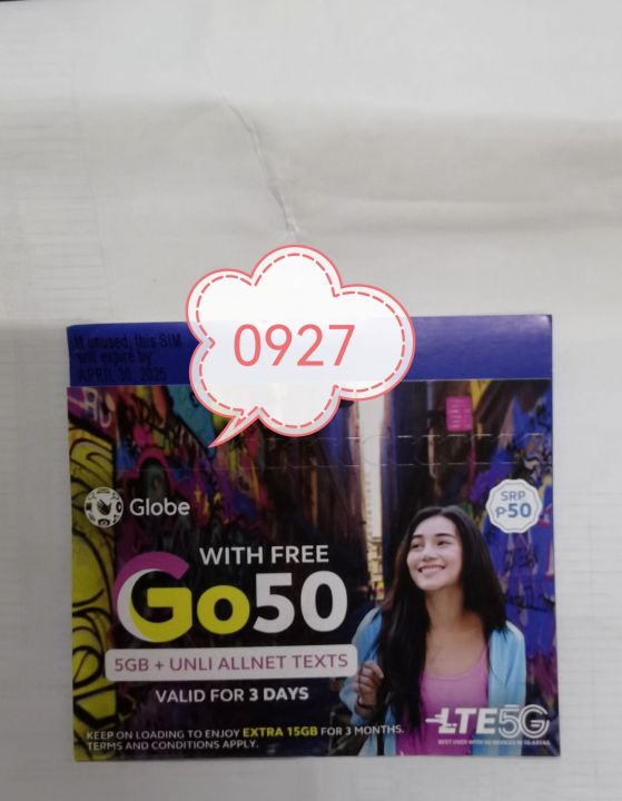 0927-#######(Random Number)Special Number Globe 5G LTE Tricut Sim Card ...