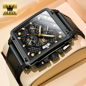 OLEVS Jam Tangan Pria Anti Air Ori Terbaru 2025 Atas Bisnis Kulit Kronograf Multifungsi Olahraga Mewah Kalender
