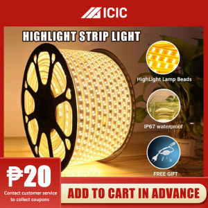ICIC LED Strip Lights Cuttable Rope Outdoor IP65 Waterproof String Lights Decoration for Room Connector 2pin Bedroom