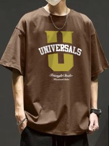 Loose Fit Mens Cotton T-Shirt Short Sleeve Printed Casual Top Comfortable Breathable Summer Fashionable Streetwear