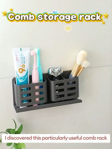 XTEN Space Aluminum Toothbrush Holder Organizer Wall Mounted Wall Organizer Hanging Rack Bathroom Organizer