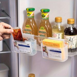 Refrigerator Storage Container With Clip Clear Plastic Fridge Organizer For Cheese Slices Condiment Packets Pantry Holders