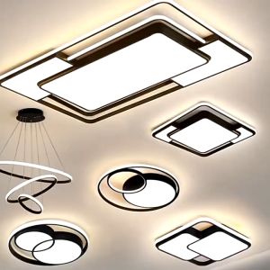 LED ceiling light with remote control Tricolor Modern Chandelier dimming ceiling lamp Nordic modern corridor light Aisle Light ceiling light bedroom living center light brightCeiling Light dining light room light 96W 30 year warranty