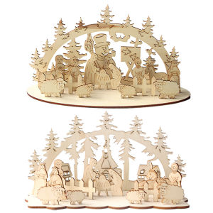 Creative DIY Wooden Christmas Desktop Ornaments Snowman Church Wood Craft New Year Christmas Decorations for Home Navidad Noel