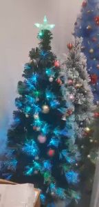2026 New Year artificial Christmas tree with light fir pine snow covered colorful led & fiber optic lighting & Star christmas tree 4.5ft 5.5ft 6.5ft 7.5ft