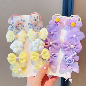 Jepit Karet Rambut Pita Bunga Set Isi 5 Motif Fashion Lucu Anak Perempuan
