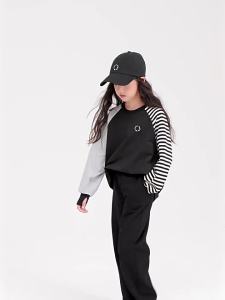 LOVESASAKIDS | Girls Round Neck Raglan Color-block Stretch Knit T-Shirt Two-way Design