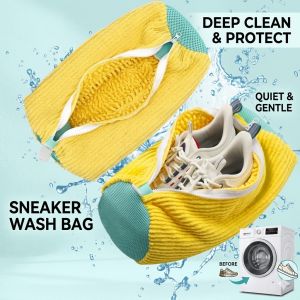 XMSJ | 1/2Pcs Shoe Washing Bag Mesh Laundry Bags For Shoes Sneaker Cleaner Anti Deformation Fluffy Fibers Washer Machine Protector Kits