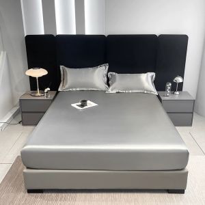 Topstar 3 in 1 Satin Silk Bedsheet Full Garterized Hypoallergenic Smooth Silky Fitted Bed Sheets with Pillowcase