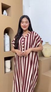 100rb Dapat 4Pcs Daster Kekinian Lady Motif Salur Busui Kancing Aktif Katun Rayon Premium Grade A