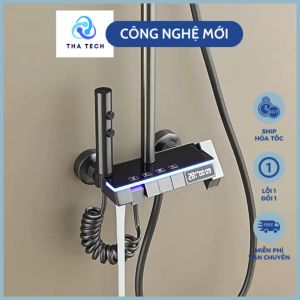 Bộ Sen tắm Cao Cấp Sen Cây Phím Đàn Piano Cao Cấp Bằng Đồng Thau Mạ Titan Có Đèn Led Và Hiển Thị Nhiệt Độ