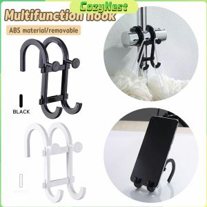 C.N. Multifunction Hook No Punch Wall Hanging Bathroom Towel Rack Mobile Phone Holder 1 Piece