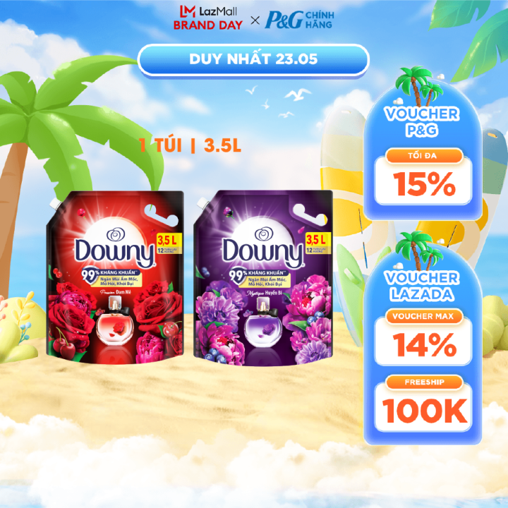 Nước Xả Vải DOWNY Hương Nước Hoa Cao Cấp Đam Mê/ Huyền Bí/ Nắng Mai Túi 3.5L
