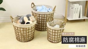 Romantika Handmade Woven Storage Basket Household dirty clothes toy storage basket Folding Clothes Laundry Basket Removeable inner bag