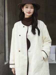 New 2024 Womens Mid-Length down Jacket 90% Duck Feather White Embroidered Retro Chinese Style Ultra-Attractive Commute Design