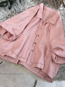 Original Summer Artistic Vintage Lightweight Linen Hand-Sewn Single Button Loose Open Cardigan Top Women Sun Protection Short Outerwear