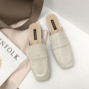 YX | Elegant Headed Womens Clogs Coarse Heel Slip On Shoes Spring Autumn
