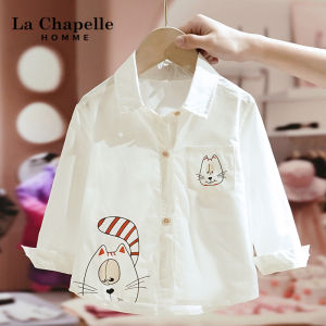 Lachapelle Childrens Long Sleeve White Shirt Autumn Spring Cotton Casual Style Girls Clothing School Uniform Single Button