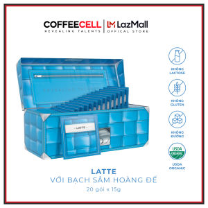 COFFEECELL Cà phê Latte với Nhân sâm Hoàng đế (20 gói x 15g) - Vị thơm nồng Bọt sữa mịn màng Sức mạnh tự nhiên của nhân sâm - Hàng Chính Hãng