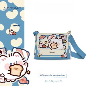 Túi đeo chéo AOSONG vải canvas họa tiết hoạt hình có khóa kéo