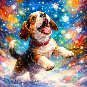Huacan 5D DIY Diamond Painting Beagle Puppy Winter Diamond Embroidery Animal Lamdscape New Collection Decorative Paintings