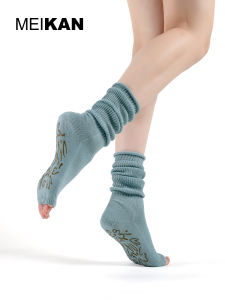 Meikana Womens Yoga Socks Toeless Mid-Calf Anti-Slip Professional Pilates Sports Leggings Pure Cotton Spring 2024