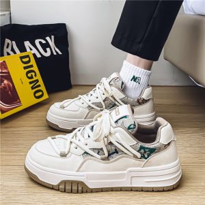 Mens Summer Breathable Casual Skate Shoes Versatile Comfortable Leather Mesh on Trend Fashionable Rubber Outsole round Toe