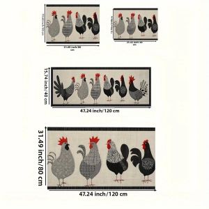 Thảm Trải Sàn Nhà Bếp VIKAMA Rooster Chống Thấm Nước Chống Trơn Trượt Hình Gà Hoạt Hình Thảm Trải Sàn Thoải Mái Trang Trí Nhà Cửa Cho Trang Trại