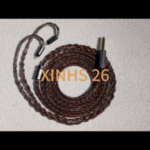 XINHS-26 8-Core Copper Foil HiFi Upgrade Cable for Moondrop Aria/KATO/Blessing 2 Tangzu Waner Fiio Sennheiser IE200 | MMCX/2Pin/QDC/TFZ | 2.5/3.5/4.4mm Plug (Brown/Gray)