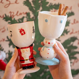 1Pc Christmas Ceramic Mug Exquisite and Beautiful Santa Claus Snowman Tall Mug Suitable for Daily Use at Home Party Drinking Cup Afternoon Tea Coffee Cup Gift Giving Christmas Gift