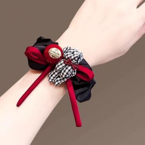 Deluxe Plaid Bear Hair Ties Womens Autumn Winter Butterfly Knot Hair Bands New 2025 Hair Accessories Korean Style FQ156-265050