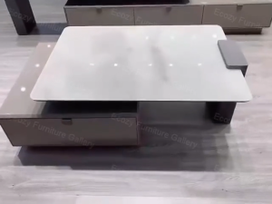 Rotatable Elegant Coffee Table with Tempered Glass Top