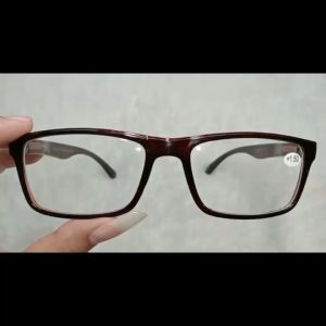 Kacamata Kriptok Lensa Plus Normal Ready Ukuran +1.00 s/d +3.00 Full Bingkai Kotak Warna Coklat Glossy Engsel Ada Per Gaya Simple Untuk Pria Wanita - BEST PRODUK