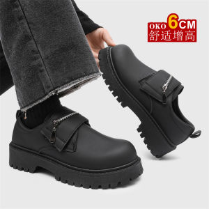 Casual Martin Boots Thick Bottom Mens Shoes 8cm Heightening Leisure Big Head Leather Shoes Versatile Invisible Heightening Genuine Leather Boots