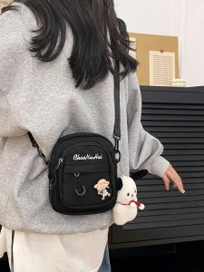 Canvas Crossbody Bag Womens Casual Style Mobile Phone Bag Student  Match All Leisure Slant Bag Fairy Trendy New 2025