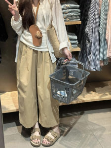 Khaki Japanese Style Harem Pants Womens Pear Shape Body Conceal Hip Thin Balloon Pants Fat Sister Slim Nine Point Grandmother Pants