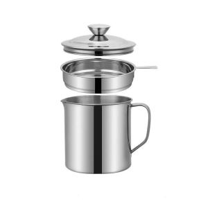 Stainless Steel 304 Oil Bottle with Filter Kitchen Storage Container with Lid Cooking Oil Filter Tool Modern Simple Style