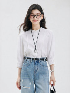 White Thin Summer Blouse Shirt