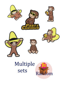 6PCS Cartoon Cartoon Curious Shoe Charms Colorful PVC Clog Buckle Decorations DIY Craft Supplies Party Favors Kids Birthday Gift