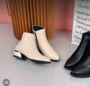 Womens Ankle Boots Pointed Toe Boots British Style Thick Heel Autumn Winter Boots in Large Sizes