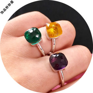 แหวนเพชรคริสตัลสไตล์หรูหราสำหรับผู้หญิง เครื่องประดับแฟชั่นที่สวมใส่ได้หลายชั้น แหวนนิ้วชี้สีตัดกัน แหวนนิ้วชี้อเนกประสงค์